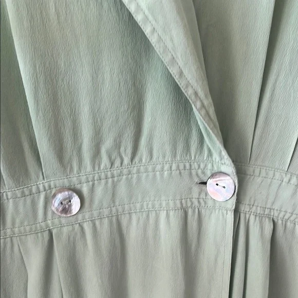 VINTAGE ROBBIE BEE pistachio Mint sage Green silk drop waist Dress 10 minimal - Picture 4 of 14